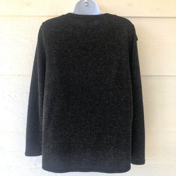 Perfect Peach Size Small Comfy Charcoal Long Sleeve Ruffled Sweater - Picture 2 of 10